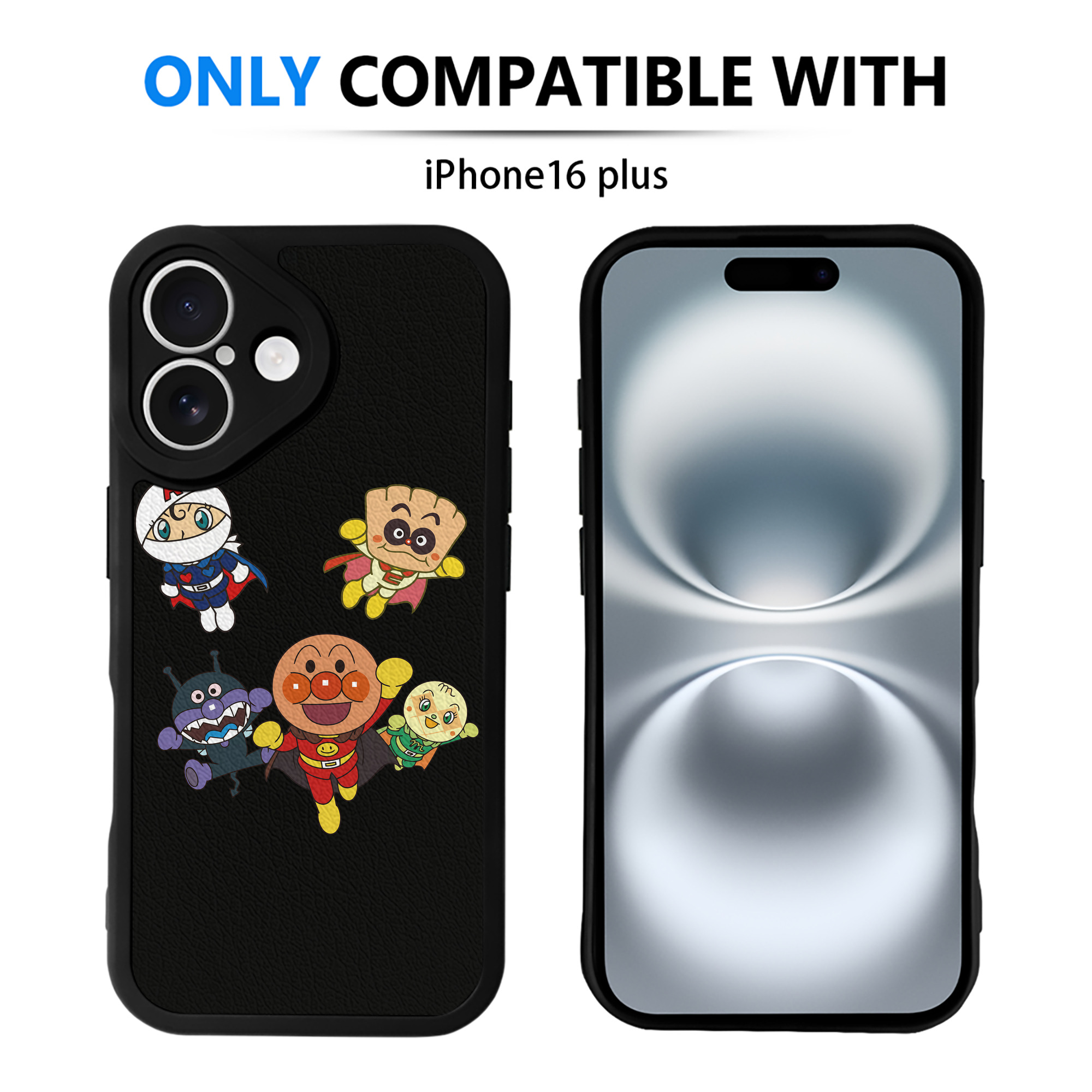 （画像用） アンパンマン Anpanman 【iPhone 16シリーズ対応】シリコンスマホケース（レザー調） 材質：シリコン